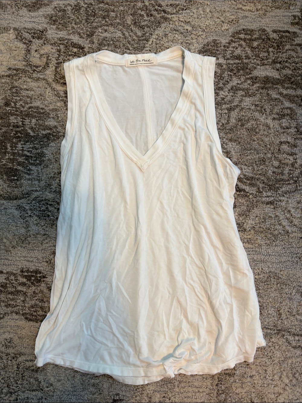 Free People White V-Neck Tank Top